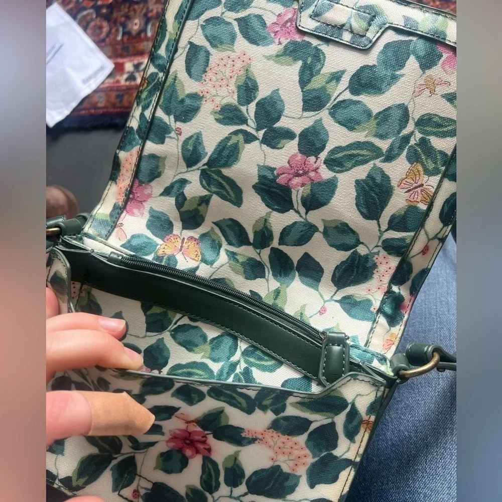 Cath Kidston Green Garden Floral Print Crossbody Purse - Picture 2 of 5